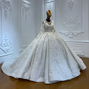 Jancember LSCJ34 Luxury Long <b>Sleeve</b> <b>Bridal</b> Ball Gown Women's Wedding Dresses - Product Image 3