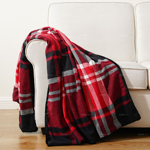 <span class=keywords><strong>Plaid</strong></span> réversible épais en <span class=keywords><strong>fausse</strong></span> <span class=keywords><strong>fourrure</strong></span> à carreaux écossais 127x152cm, motif vintage rouge Buffalo, en flanelle, confortable et thermique - Product Image 1