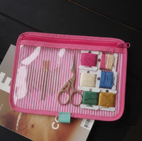 Étui transparent imperméable à fermeture éclair, sac multi-usages, sacs à outils pour broderie, tricot, crochet, pochette organisatrice, kit d'artisanat, étui pour aiguilles et fils