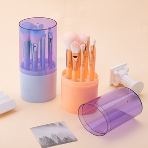 8pcs Wood Handle <b>Makeup</b> Brush Set Vegan Synthetic Hair Cylinder <b>Case</b> Private Label Custom Logo <b>Professional</b> Cosmetic Brush OEM - Product Image 4