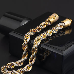 Hip Hop Schmuck CZ Verschluss Edelstahl Retro Distressed Rope Chain Armband 18 Karat vergoldet Color Link ZIRCON Armband - Product Image 3