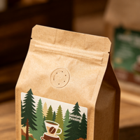 Sachet à café personnalisé haut de gamme imprimé en héliogravure, fond plat, scellé sur huit côtés, pour le stockage de grains de café torréfiés de 1 lb et 2 lb