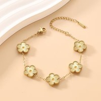 Parure de bijoux en acier inoxydable plaqué or PVD 13 mm, motif trèfle à cinq feuilles, collier, bracelet et boucles d'oreilles pour femme, idéale pour les fêtes et le quotidien