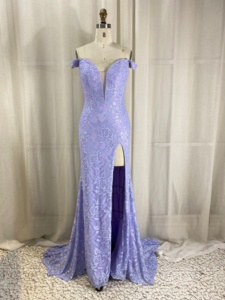<span class=keywords><strong>Robe</strong></span> de bal sirène en dentelle et strass, épaules dénudées, fente haute, dos lacé, grande taille, pour banquets et soirées, de l'usine de Chaozhou - Product Image 5