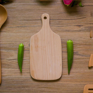 Creativo utensilios de cocina del logotipo del OEM del corte de carne de acacia, bloque de madera para picar con mango - Product Image 6