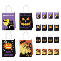Sac cadeau d'Halloween, sac à main pour bonbons et collations, décoration de fête, chauve-souris noire, orange, violette, portable