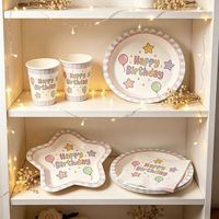Nouvel ensemble de vaisselle jetable personnalisé Lanweier pour fête d'anniversaire avec assiettes et serviettes