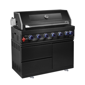 JoyBlake FB-MI61-3 Barbecue <span class=keywords><strong>a</strong></span> <span class=keywords><strong>Gas</strong></span> Moderno <span class=keywords><strong>da</strong></span> Esterno Autoportante Nero in Acciaio Inox 304 con 7 Bruciatori, Fiamma Senza Fumo e Manopola di Sicurezza Alta - Product Image 1