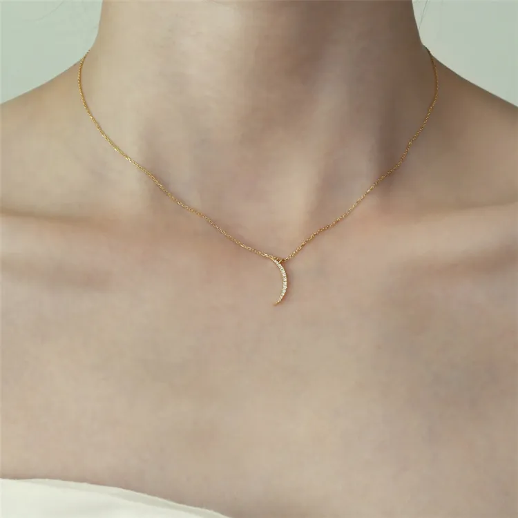 Minces — collier plaqué or S925 avec pendentif en forme de lune, bijou minimaliste en zircon, 2022