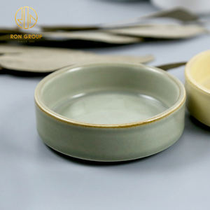 ชามใส่ซอสถั่วเหลืองน้ำตาลพอร์ซเลน,พอร์ซเลนสีเซรามิกลายคัสตาร์ดแบบปรับแต่งได้สำหรับร้านอาหารในโรงแรมขายส่ง - Product Image 4