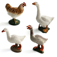 Statue d'animaux de simulation artisanale en résine, mini canard, cygne, poules, coq, figurines d'animaux pour la décoration de la maison et du jardin