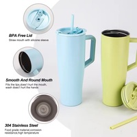 Gobelet isotherme de voyage en acier inoxydable 40 oz pour les fêtes de Noël, avec poignée et couvercle à paille, double paroi sous vide, pour café