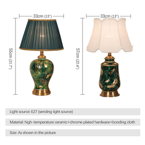 Hiện Đại Màu Xanh Lá Cây Gốm Đèn Bàn LED Trung Quốc Sáng Tạo Sang Trọng Bàn Cạnh Giường Ngủ Ánh Sáng Cho Nhà Phòng Khách Phòng Ngủ Trang Trí Nội Thất - Product Image 5