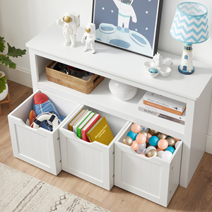 Celldeal — meuble de rangement en bois multi-usage moderne, étagère à chaussures, meuble avec 3 tiroirs - Product Image 4