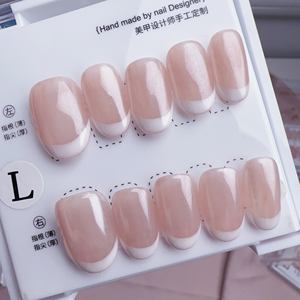 Uñas Postizas Acrílicas Hechas a Mano Estilo Francés, Forma Corta, Cobertura Completa, Proveedor Mayorista - Product Image 5