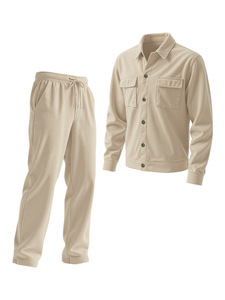 Conjunto de Otoño Invierno para Hombre, Chaqueta de Pana con Botones y Solapas, Pantalones Largos Casuales de Manga Larga - Product Image 6
