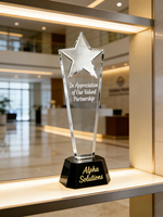 Trophée personnalisé en acrylique transparent pour la reconnaissance des partenaires - Cadeau d'entreprise gravable avec logo et message de gratitude