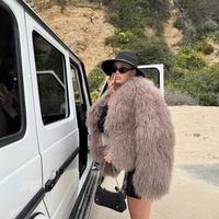 Drop Shipping 100% Manteau de fourrure de laine de Mongolie Plus Size Women Winter Real Tibet Lamb Fur Coat Fashion White Fluffy Fur Short Jacket