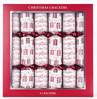 Boîte cadeau de Noël à fenêtre avec crackers de Noël imprimés blancs et rouges, décoration de table de Noël