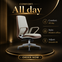 Chaise de bureau de direction moderne de luxe contemporaine en cuir à dossier moyen pivotante personnalisée
