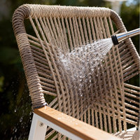 Chaises de salle à manger modernes tressées avec structure en métal blanc et mobilier d'extérieur minimaliste pour café, vente en gros