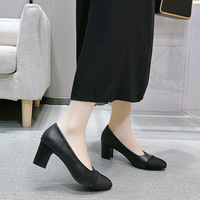 Nouveaux escarpins d'été Talons blocs de luxe pour femmes Chaussures à talons hauts en cuir