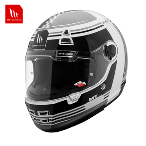 หมวกกันน็อคเต็มใบสไตล์เรโทร MT Helmets Jarama หมวกกันน็อคสำหรับรถจักรยานยนต์แบบเต็มใบ สีดำขาว ดีไซน์กราฟิก  พร้อมแผ่นบังแดดใส ได้รับการรับรองมาตรฐาน ECE - Product Image 2
