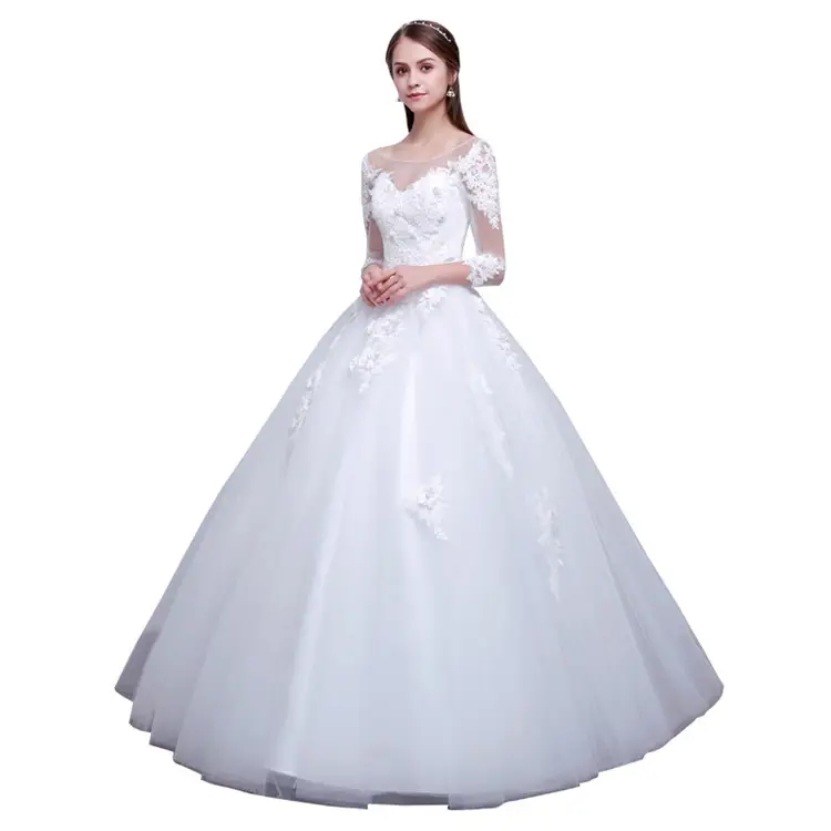 Hot sale luxury long sleeve wedding gown bridal wedding dress