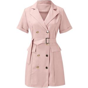 Blazers con cinturón <span class=keywords><strong>para</strong></span> mujer, traje de doble botonadura, chaqueta de esmoquin de <span class=keywords><strong>manga</strong></span> <span class=keywords><strong>corta</strong></span>, ropa de trabajo <span class=keywords><strong>para</strong></span> mujer, vestidos formales - Product Image 6