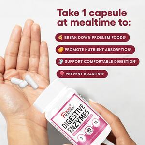 Enzimas Digestivas con Prebióticos, Digestión que Descompone Grasas, Carbohidratos y Proteínas, Optimiza la Disponibilidad de Nutrientes, 60 Cápsulas - Product Image 5