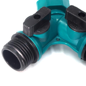 Conector en forma de Y para riego de jardín, de plástico, verde, 12L, divisor de grifo exterior para manguera, fácil de instalar. - Product Image 1