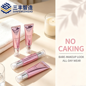 Metallic <b>Pink</b> Cosmetic Tube with Pump Cap for Skincare Lotion - Product Image 4