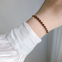 Pierre de rubis fait à la main, pierre de grenat rouge naturel, Bracelet en or 18 carats, Bracelet extensible en acier inoxydable, beaux bijoux pour filles