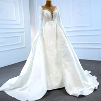 Robe de Mariée Sirène Jancember RSM67215 de Luxe à Paillettes et Manches Longues