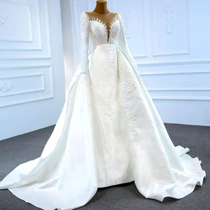 Jancember RSM67215 <span class=keywords><strong>Abito</strong></span> da <span class=keywords><strong>Sposa</strong></span> di Lusso a Sirena con Paillettes e Maniche Lunghe - Product Image 4