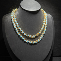 Ensemble collier et bracelet tennis en zircon et turquoise en forme de larme, nouveau design, cadeau de fête, de mariage ou de Noël, style européen