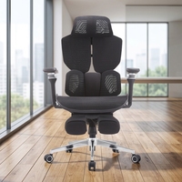Chaise de jeu ergonomique inclinable de luxe personnalisée en maille noire avec repose-pieds pour joueur