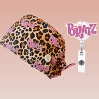 Gorro de enfermería con estampado de dibujos animados, gorro de algodón para médicos, gorros quirúrgicos para cabello largo, gorro de trabajo para chef, veterinario, médico con juego de portacredenciales a juego