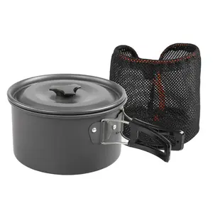 Batterie de cuisine de camping en plein air de qualité alimentaire pour 2 à 3 personnes Ensemble de casseroles en aluminium