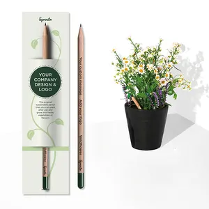 Logo ile kalemler özel baskılı Plantable kalem Wildflower sertifikalı ahşap çevre dostu promosyon iş hediyeler yapılmış