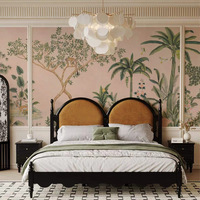 Papier peint non-tissé moderne européen-français, motif forêt et arbre rose, imperméable, pour usage domestique et commercial, garantie 1 an, effet peinture à l'huile