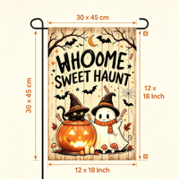 Drapeau de jardin d'Halloween professionnel en polyester double face à 3 couches, motif citrouille effrayante, 12x18 pouces, pour extérieur et jardin, vente en gros