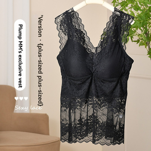Plus Size Lace V-Neck Spliced <strong>Cami</strong> <strong>Top</strong> for Women,<strong>Built</strong>-<strong>in</strong> Padded,Sexy Inner Wear,Sleeveless Base Layer,Push-Up Design for Curvy - Product Image 2