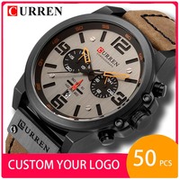 Montres-bracelets à quartz en cuir de luxe OEM personnalisées avec logo CURREN 8314, résistantes à l'eau, pour hommes, Reloj Hombre