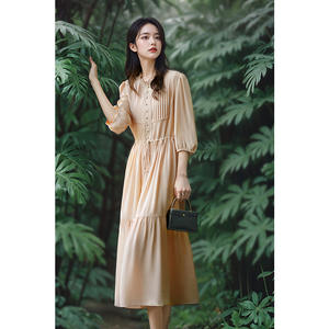 Nouvelle robe à manches trois-quarts à col <span class=keywords><strong>rond</strong></span> avec une taille cintrée pour un look plus mince. C'est une robe mi-longue - Product Image 4