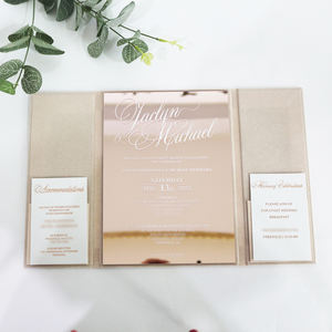 DIY Nuevo producto Fancy letters folio polvo Rosa boda bautismo invitaciones lujo terciopelo Tapa dura invitaciones personalizadas para plani de eventos - Product Image 2