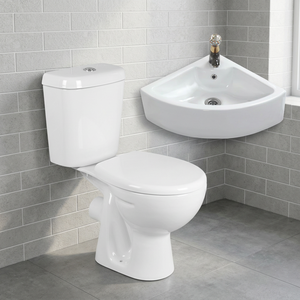 Inodoro de dos piezas estilo Medio Oriente con lavabo blanco, inodoro de pie con tanque oculto de doble descarga - Product Image 3