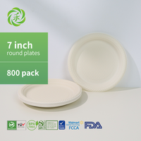 Assiette jetable écologique, résistante, réutilisable, compostable, en amidon de maïs, 7 pouces, résistante à la graisse, utilisable au micro-ondes, passe au lave-vaisselle