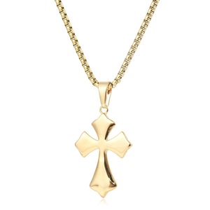 yunnique <b>Cross</b> Pendant Necklace Gold Zinc Alloy Geometric Design For Men Women Gift Jewelry 60cm <b>Chain</b> FY3068 - Product Image 3