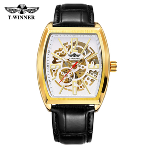 <span class=keywords><strong>Reloj</strong></span> Automático <span class=keywords><strong>para</strong></span> Hombre T-Winner, Marca de Lujo, Diseño Hueco en Forma de Tonneau, Relojes de Cuero Casuales y a la Moda - Product Image 5